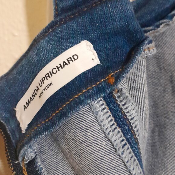 Amanda Uprichard Piper romper denim ruffle back zip size small - Picture 6 of 9